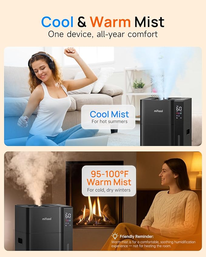 Mifasol Humidifier Large Room, 5.3Gal/20L Warm & Cool Mist Humidifiers - Image 2