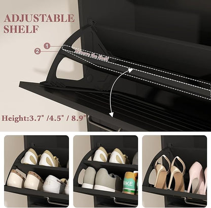 Slim Shoe Storage Cabinet for Entryway, Hidden Shoe Rack Cabinet - Image 3