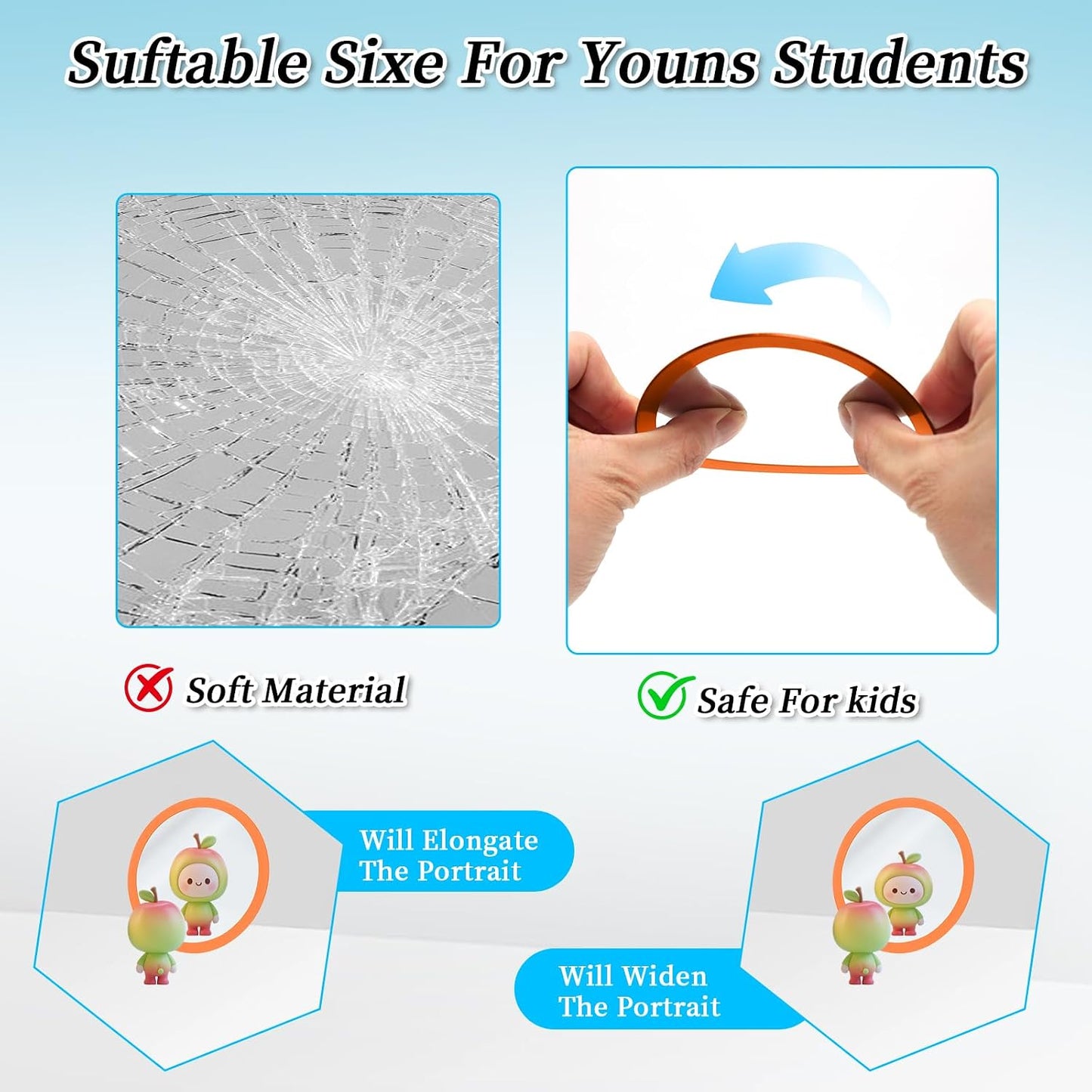 5 Pcs Small Mirrors for Kids Unbreakable Shatter Proof Mirror 4.8 x 4.8 Inches Round Plastic Safe Shatter Proof Mirrors for School Classroom DIY Crafts (Bright)