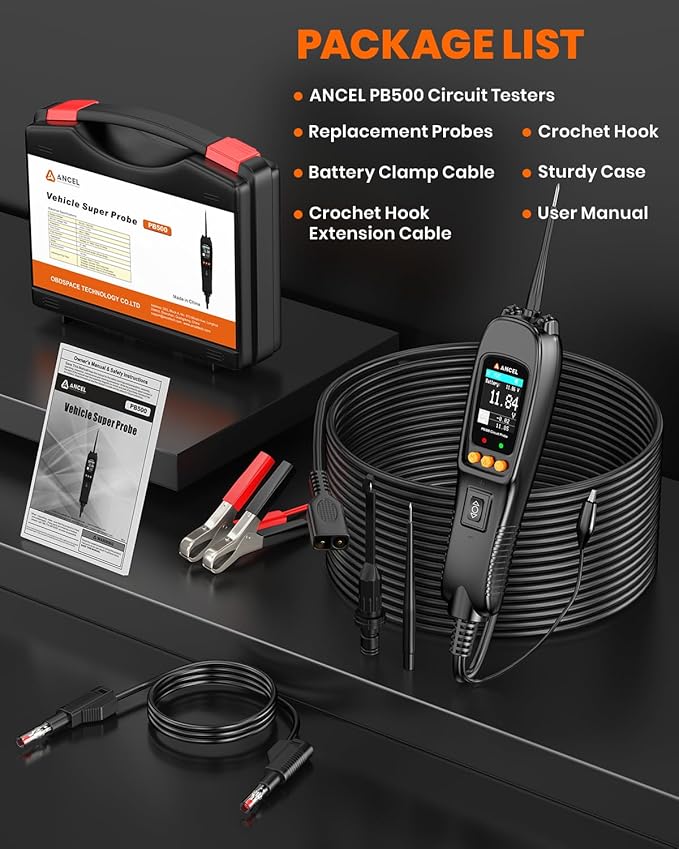 ANCEL PB500 Automotive Power Circuit Probe Tester, 12/24V Circuit Breaker Finder - Image 9