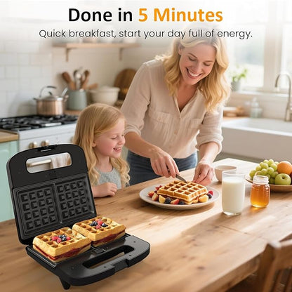 Sunvivi Waffle Iron, Panini Press Grill and Sandwich Maker Set, 3 in 1 Electric - Image 6