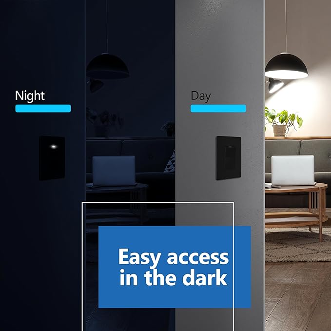 LIDER Minimalist Design Matte Finish Lighted Decorator Switch, Frameless Paddle - Image 7