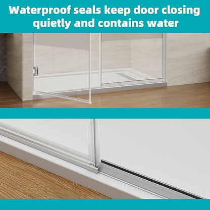 Pivot Swing Shower Door, Adjustable Width 58.9-60" W x 74" H Semi-Frameless - Image 4