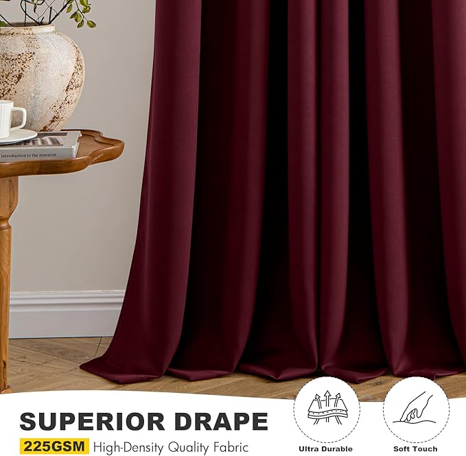 MIULEE Burgundy Red Blackout Curtains - Image 5