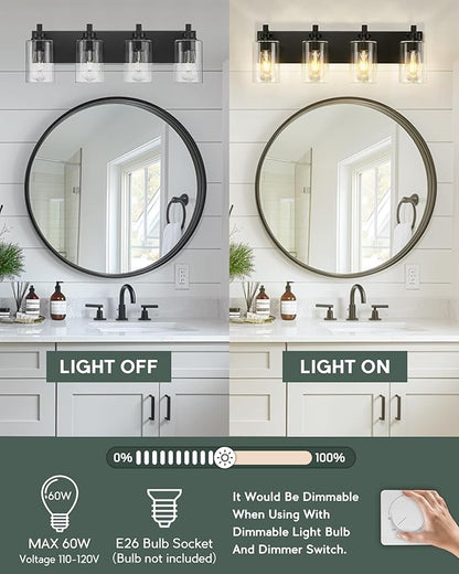 METWET 4-Light Bathroom Light Fixtures, Modern Vanity Lighting Fixtures Over - Image 6