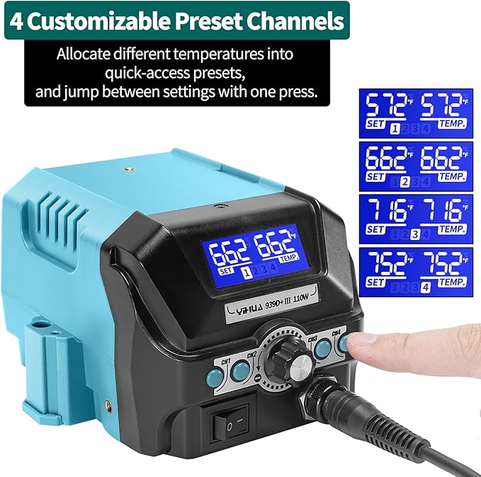 YIHUA 939D+ III EVO Digital Soldering Iron Station Kit 110W High Power - Image 3