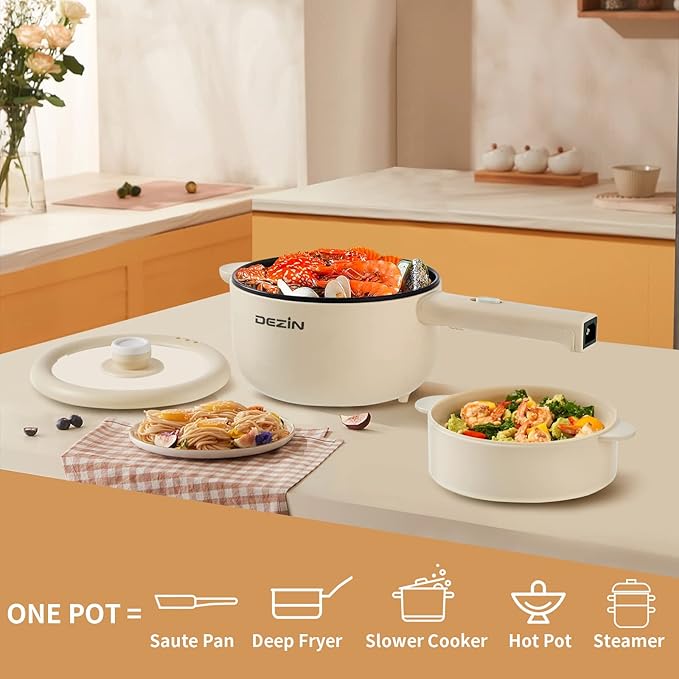 Dezin Electric Cooker, 2L Non-Stick Sauté Pan, Rapid Noodles Cooker, Mini Pot - Image 7