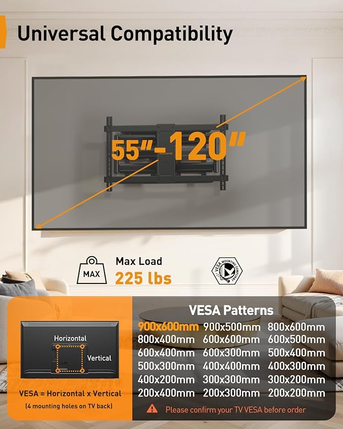 Perlegear Long Arm Full Motion TV Wall Mount - Image 2