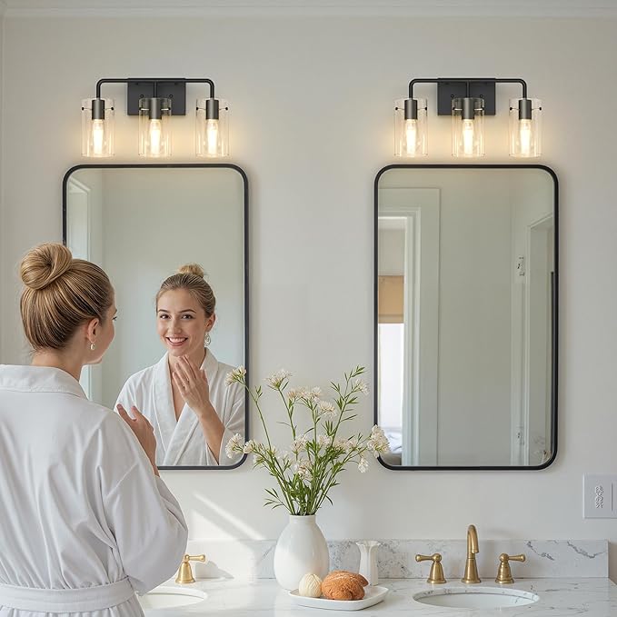 L LOHAS LED 3-Light Bathroom Light Fixtures, 17.71" Black Bathroom Vanity Light - Image 3