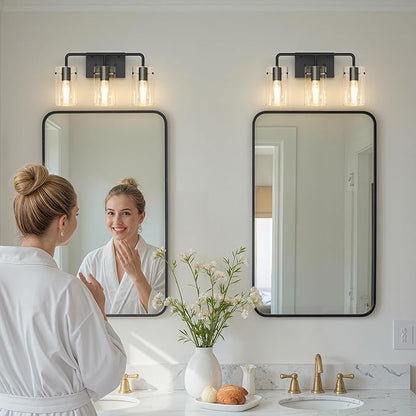 L LOHAS LED 3-Light Bathroom Light Fixtures, 17.71" Black Bathroom Vanity Light - Image 3