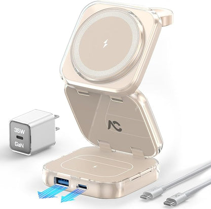 5-in-1 Wireless Charger for MagSafe, AC ISLAND Portable Travel Charging Station by ACISLANDDirect