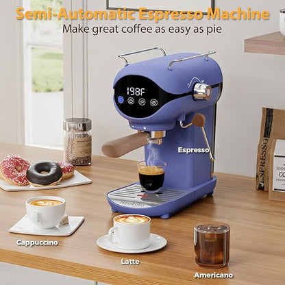 Espresso Machine with Steam Milk Frother Semi Automatic 20 Bar Compact Blue - Image 6