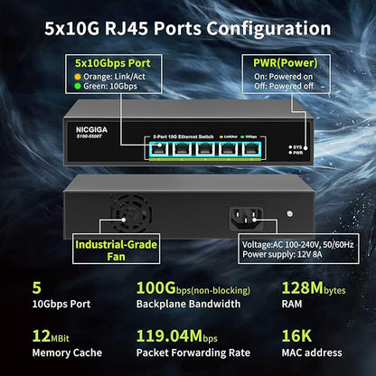 5 Port 10G Ethernet Switch Unmanaged, - Image 2