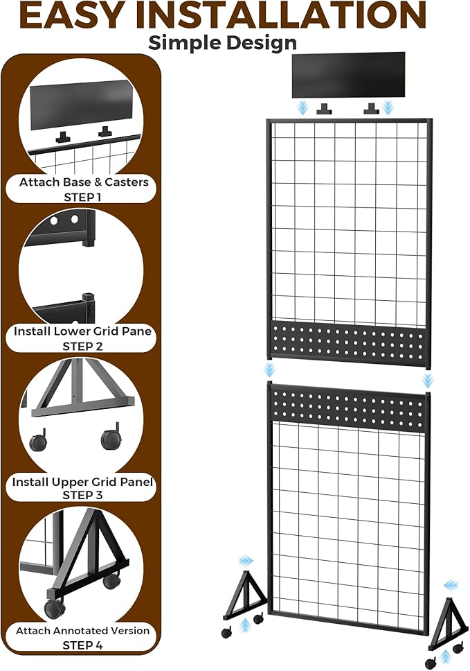 DEMEGA 6' x 2' Ft Grid Wall Panel, Pegboard Gridwall Display Stand - Image 9