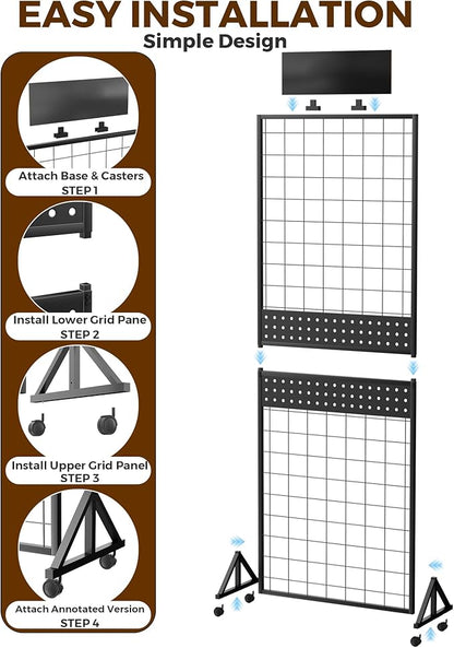 DEMEGA 6' x 2' Ft Grid Wall Panel, Pegboard Gridwall Display Stand - Image 9