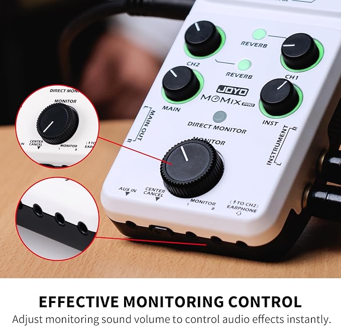 JOYO Audio Mixer USB Audio Interface Stereo XLR+48V Phantom Power Mixer - Image 6