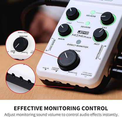 JOYO Audio Mixer USB Audio Interface Stereo XLR+48V Phantom Power Mixer - Image 6