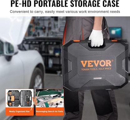 VEVOR Mechanics Tool Set and Socket Set, 1/4" and 3/8" Drive Deep and Standard - Image 5