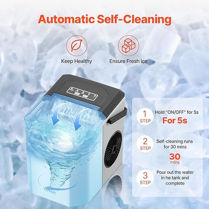 VEVOR Countertop Ice Maker, 9 Cubes Ready in 6 Mins, 26lbs in 24Hrs, - Image 4