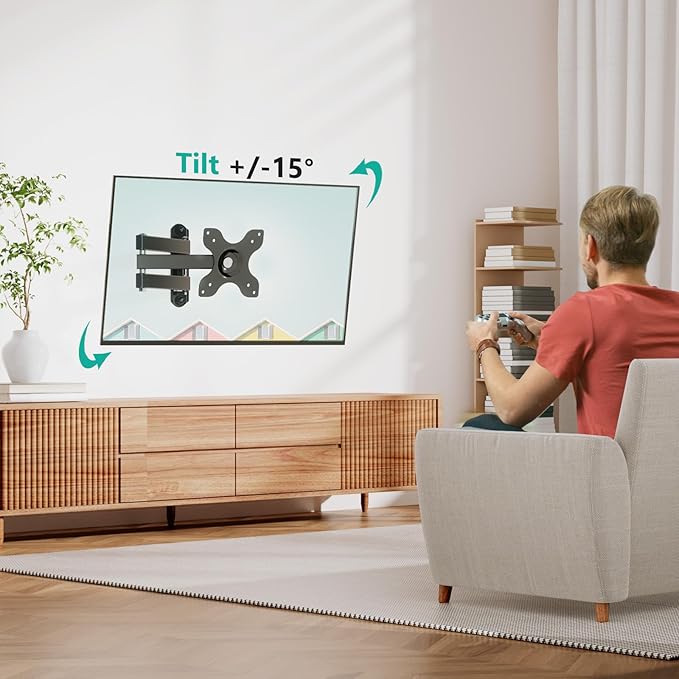 WALI TV Wall Mount Articulating LCD Monitor Full Motion 15 inch Extension Arm - Image 3