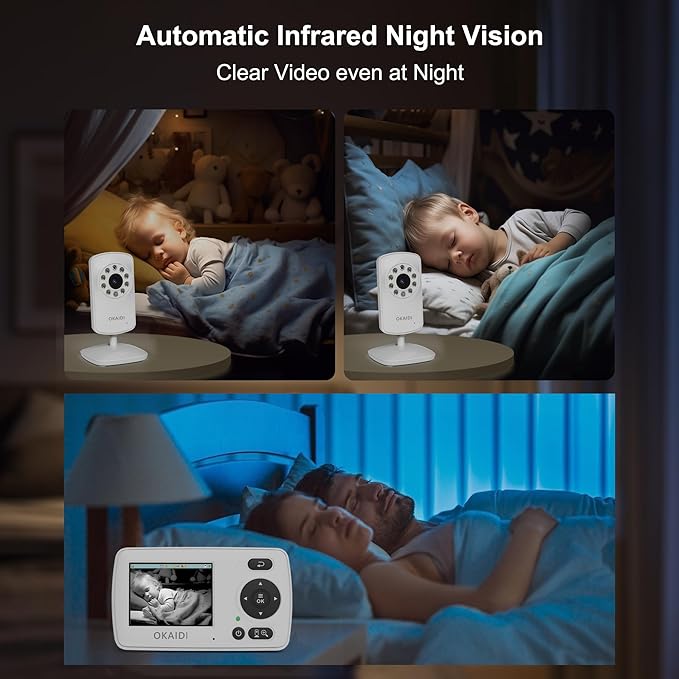 OKAIDI Video Baby Monitor with 2 Cameras, 2.4'' Portable Travel Screen - Image 8