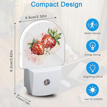 YESPOAK Night Light, Strawberry Berry Flower Night Lights Plug Into Wall Dusk - Image 2