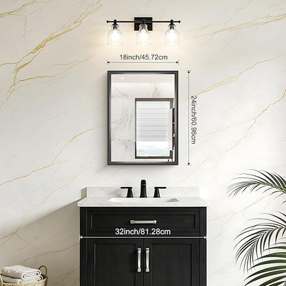 Black Bathroom Mirror, 18x24 Inch Rectangle Mirrors - Image 2