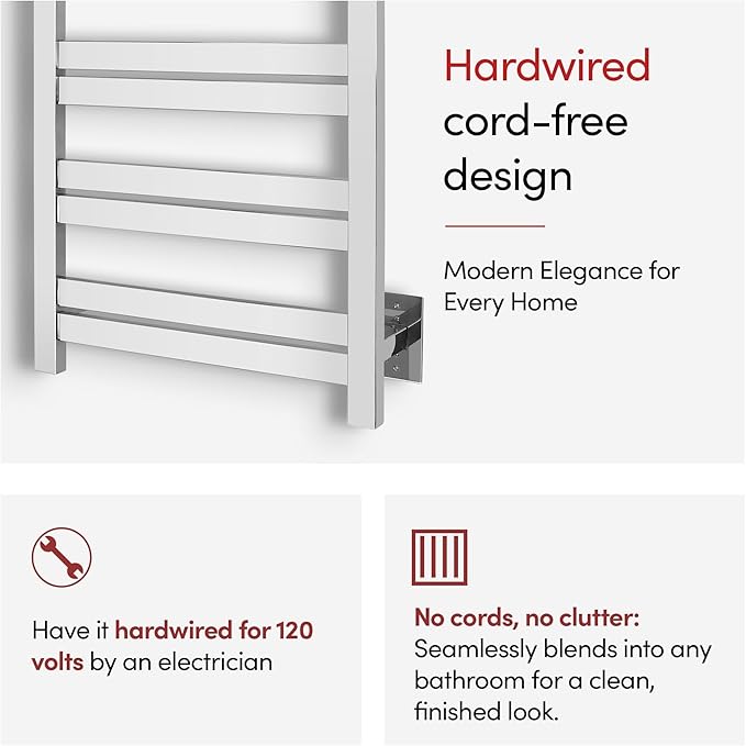 WarmlyYours Heated Towel Warmer Rack, Integrated On/Off Switch - Image 6