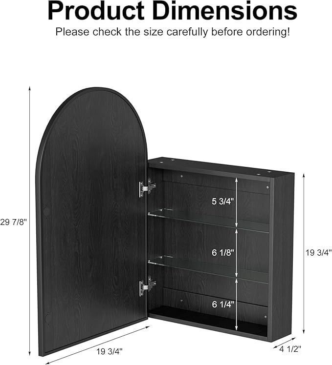 Brushed Black Arched Medicine Cabinet - Image 2
