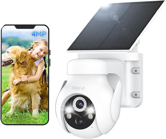 Noorio Solar Security Cameras Wireless Outdoor, 2K Pan/Tilt 360° View by Noorio