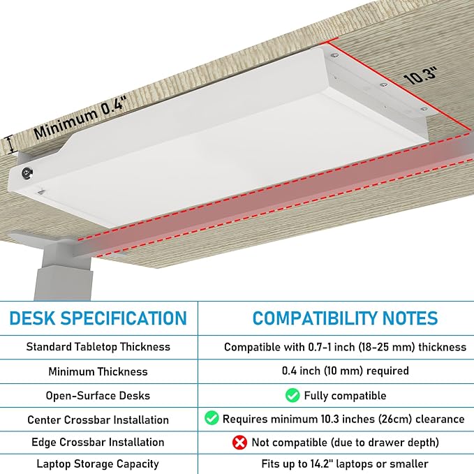 Under Desk Drawer Storage Organizer Lockable 24 Inch Wide, Metal Undermount - Image 5