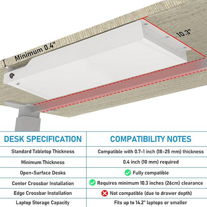 Under Desk Drawer Storage Organizer Lockable 24 Inch Wide, Metal Undermount - Image 5