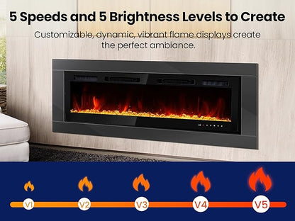 70" Electric Fireplace Realsmart Wall Mounted and Recessed 1500W Fireplaces - Image 2