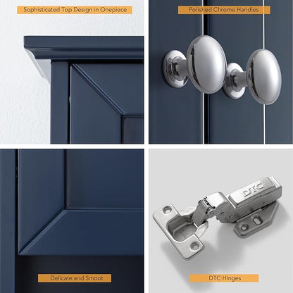 Bathroom Wall Cabinet Navy Blue Over Toilet Storage Cabinets 24x30 in Above - Image 5