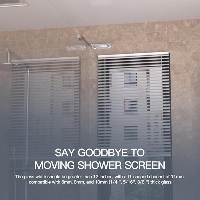 Shower Glass Support Bar, Both Sides Available, Frameless Bathroom Glass Clamp - Image 3