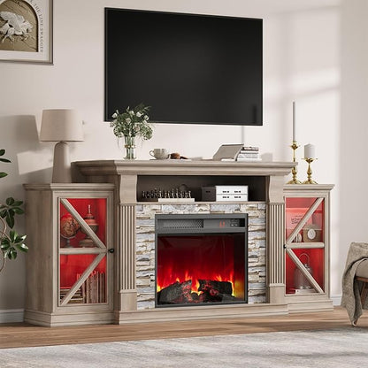 QUW Electric Fireplace TV Stand, Modern TV Console Table - Image 2