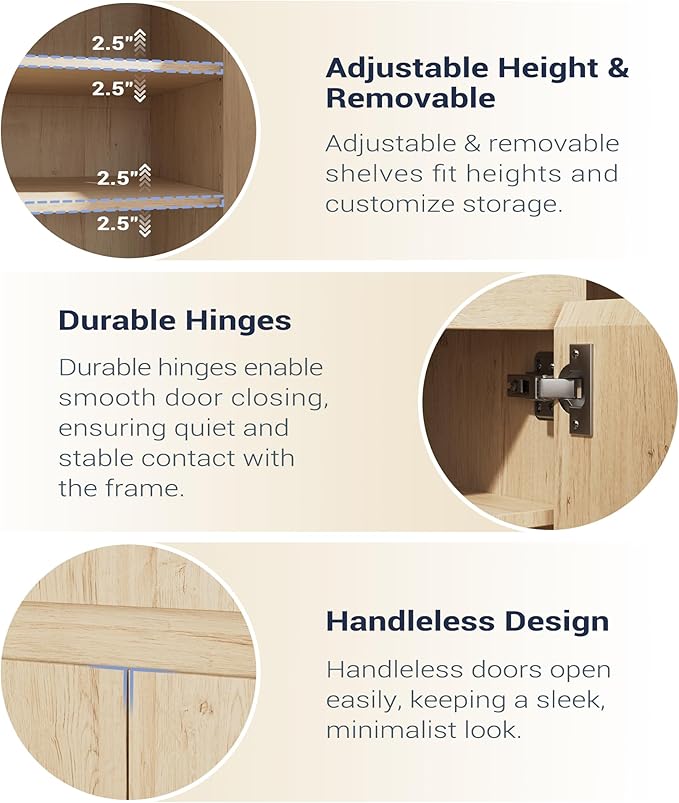 Shoe Cabinet Storage with 3 Doors, Freestanding Shoe Cabinet with Drawer & - Image 6