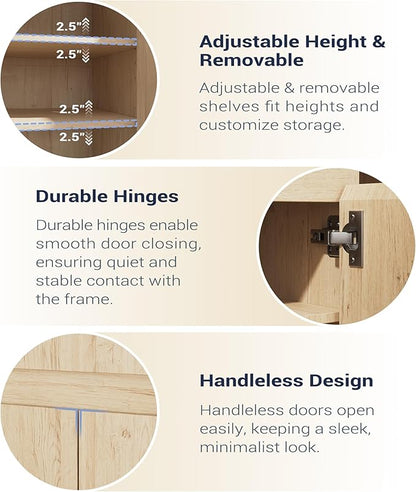 Shoe Cabinet Storage with 3 Doors, Freestanding Shoe Cabinet with Drawer & - Image 6