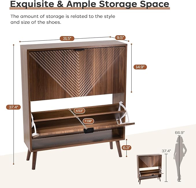 Shoe Cabinet Storage, Farmhouse Freestanding Organizer - Image 2