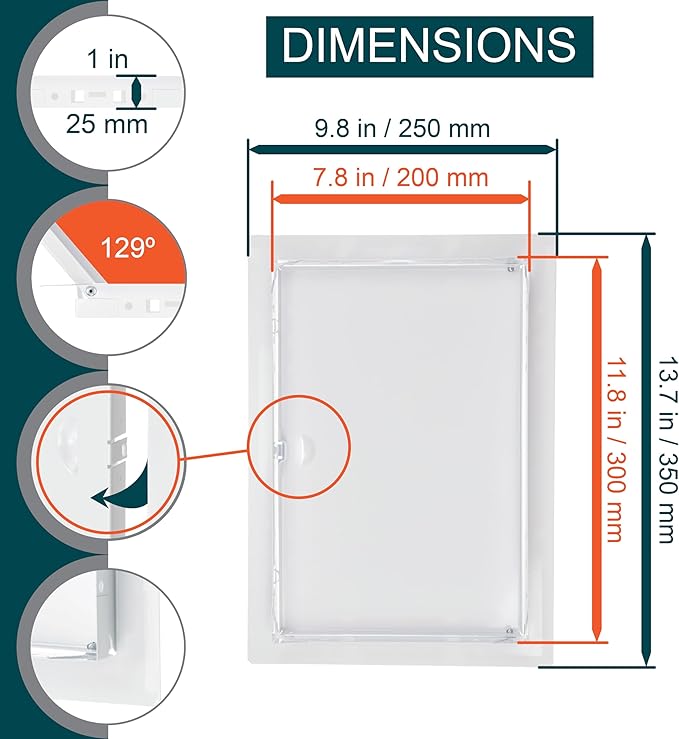 8" x 12" White Metal Access Panel. Service Shaft Door Panel. Plumbing, - Image 2