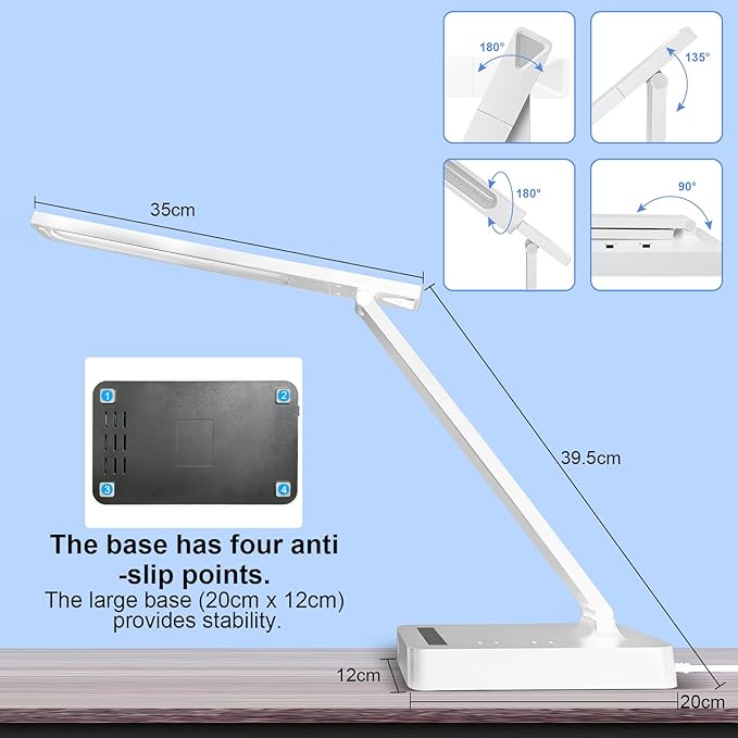Smart Desk Lamp with 4-in-1 Charging Station, 5 Color temperatures and 5 - Image 6