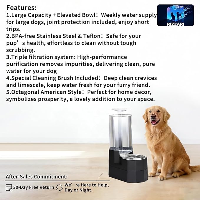 Sfozstra Elevated Dog Water Dispenser: 9L Gravity Auto Refill -Senior & - Image 2