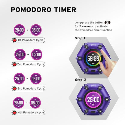 Printers Jack, Productivity Cube Timer, Visual Pomodoro Timer, Mute & Vibration - Image 3