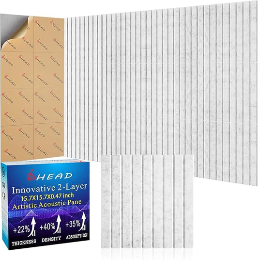 BSHEAD 12 Pack Large Soundproof Wall Panels, 15.7 x 15.7 x 0.47 in Sound Proof by Staytunedforournewproduct