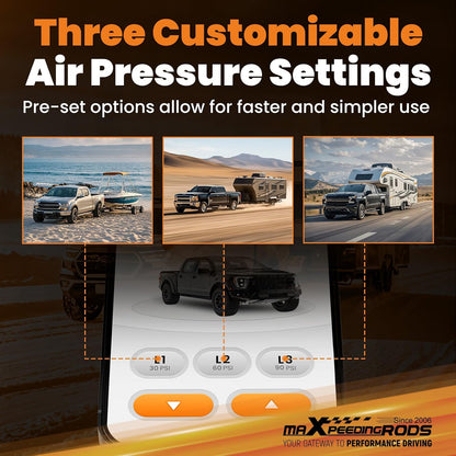 maxpeedingrods wireless on board air compressor system app, close-up detail