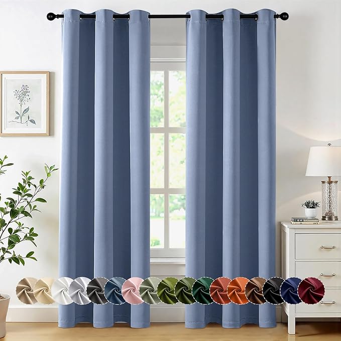 MIULEE Denim Blue Blackout Curtains by MIULEE