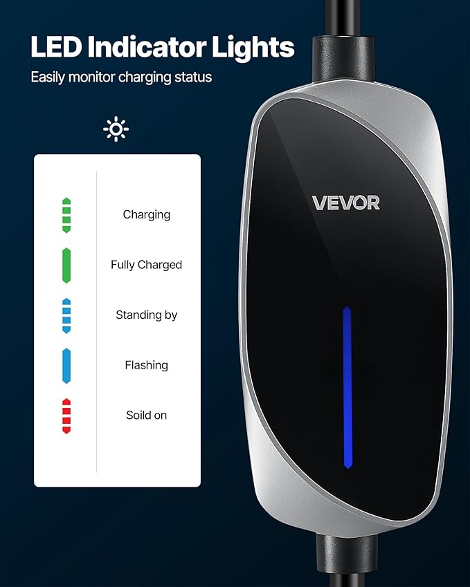 VEVOR Level 1/2 Tesla Charger, 16 Amp, Portable Electric Car EV Charger - Image 5