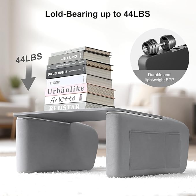 Reading Pillow for Gaming with Ergonomic Arm Rests, Wooden Lap Desk for Laptop - Image 7