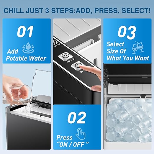 Ice Makers Countertop, 9 Ice Cubes in 6 Mins Portable Ice Maker, 2 Sizes of - Image 6