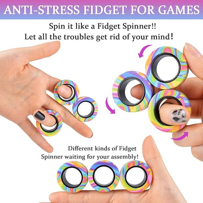 Cevioce 3Pcs Magnetic Rings Fidget Toy Set, Idea ADHD Anxiety Magnetic Fidget - Image 4